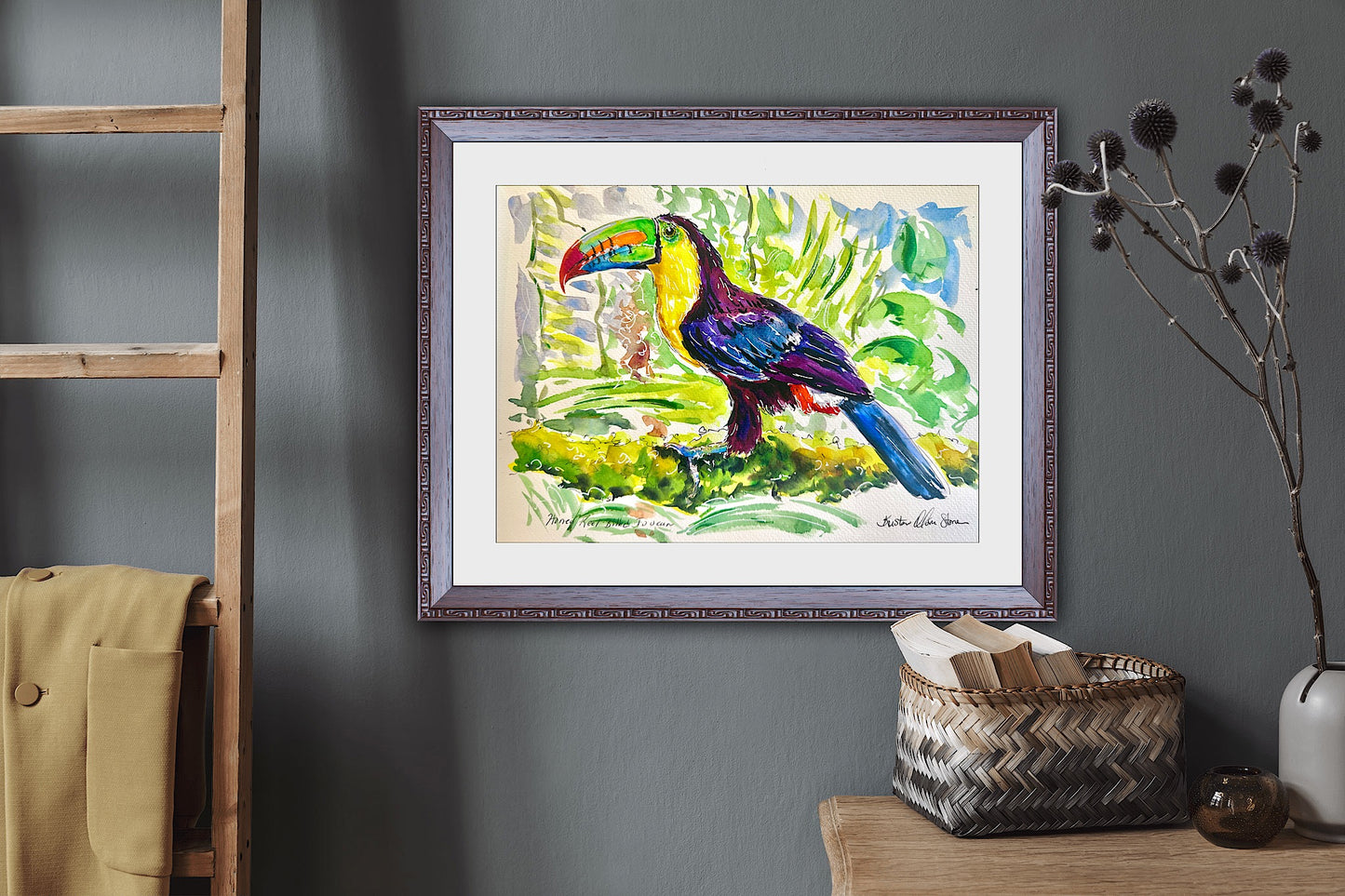 Honey Keel Billed Toucan Watercolor
