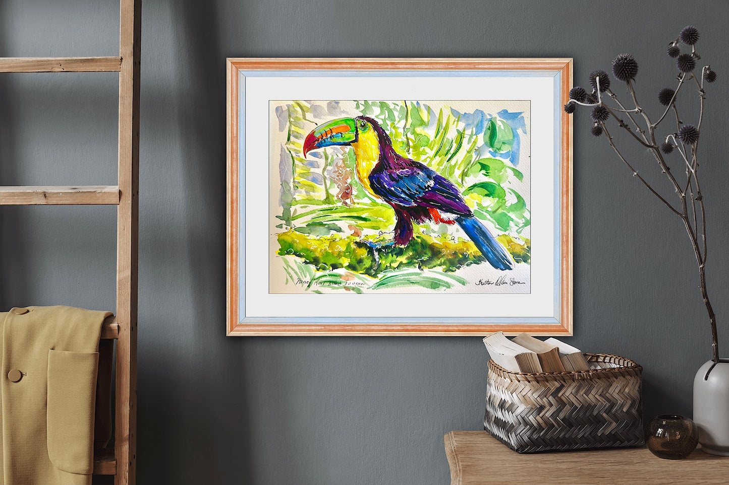 Honey Keel Billed Toucan Watercolor