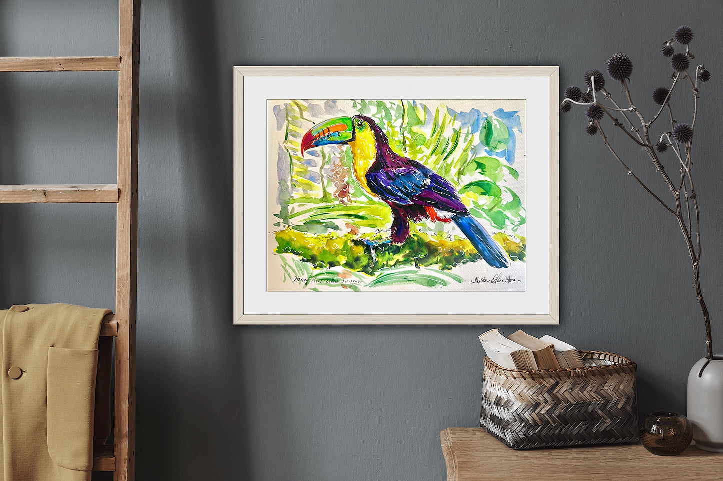 Honey Keel Billed Toucan Watercolor
