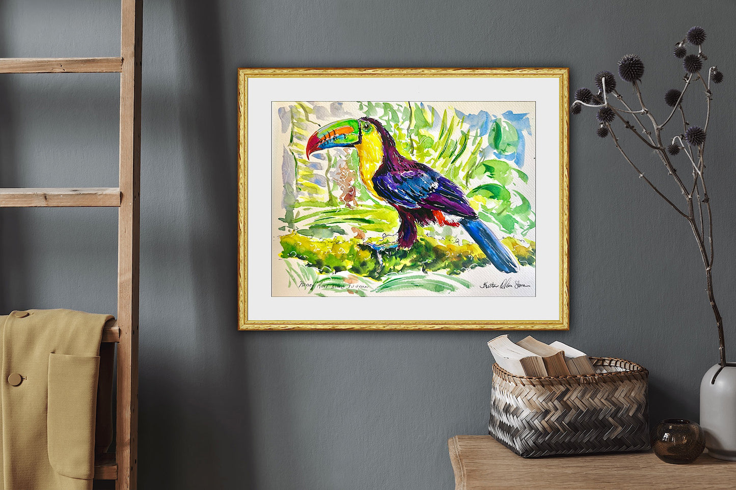 Honey Keel Billed Toucan Watercolor