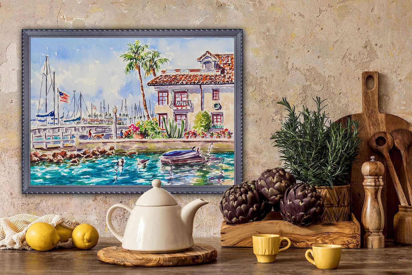 Exploring Balboa Island, An Original Watercolor And Ink Painting