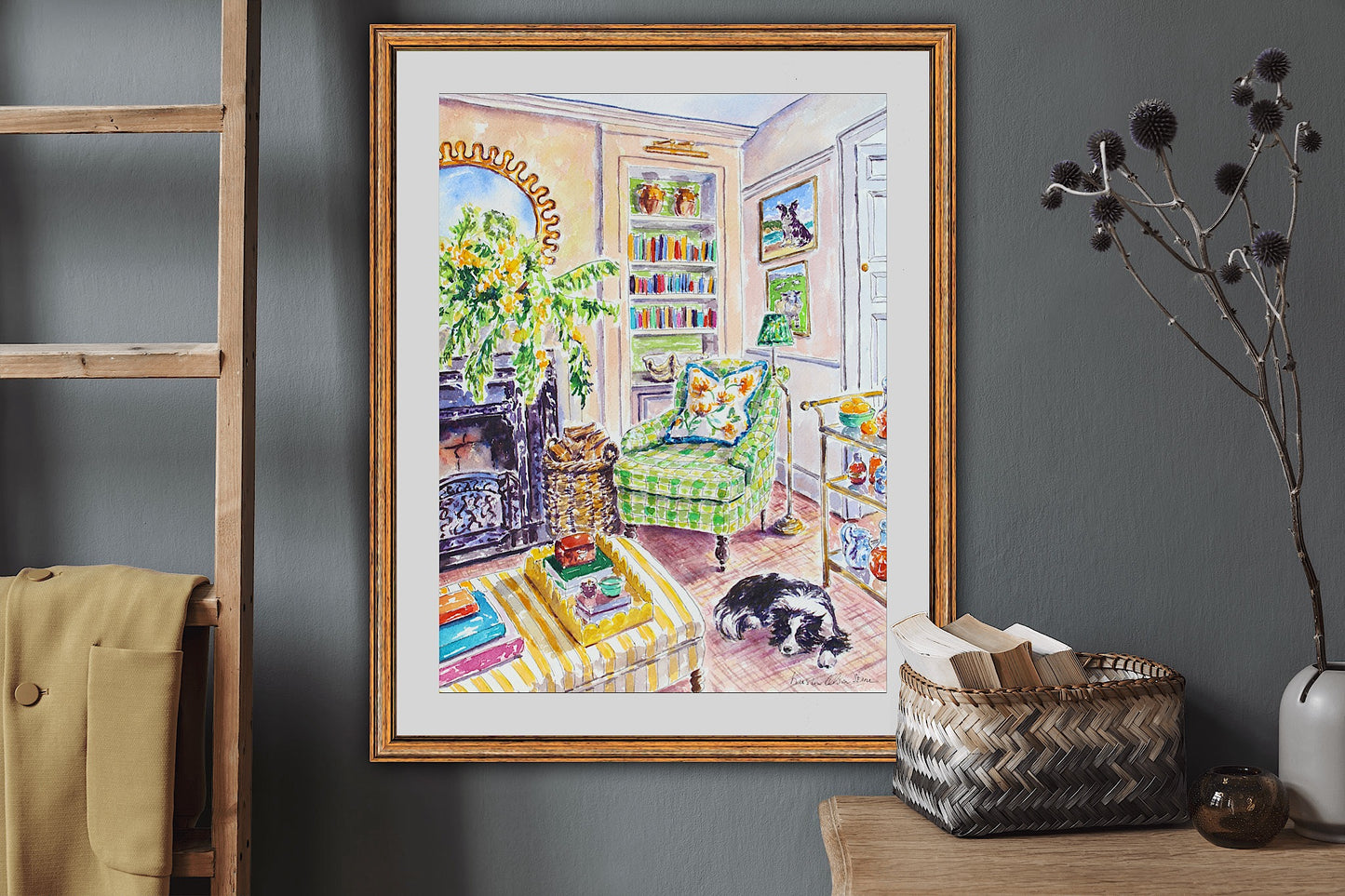 Sheep Dog, An Original Watercolor And Ink Painting