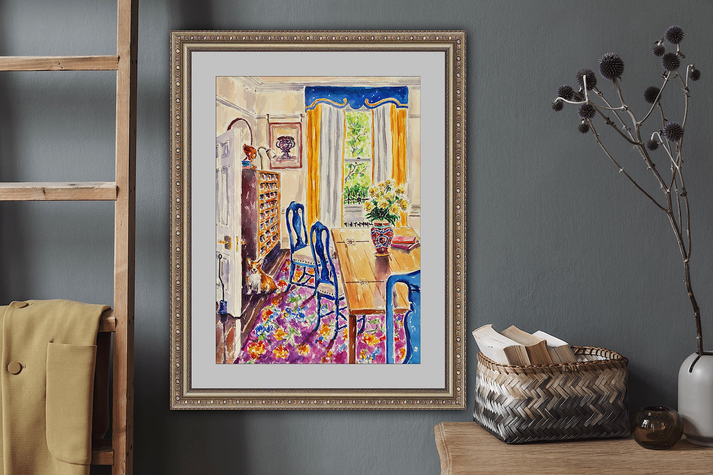 Corgi Sings The Blues, An Original Watercolor Painting