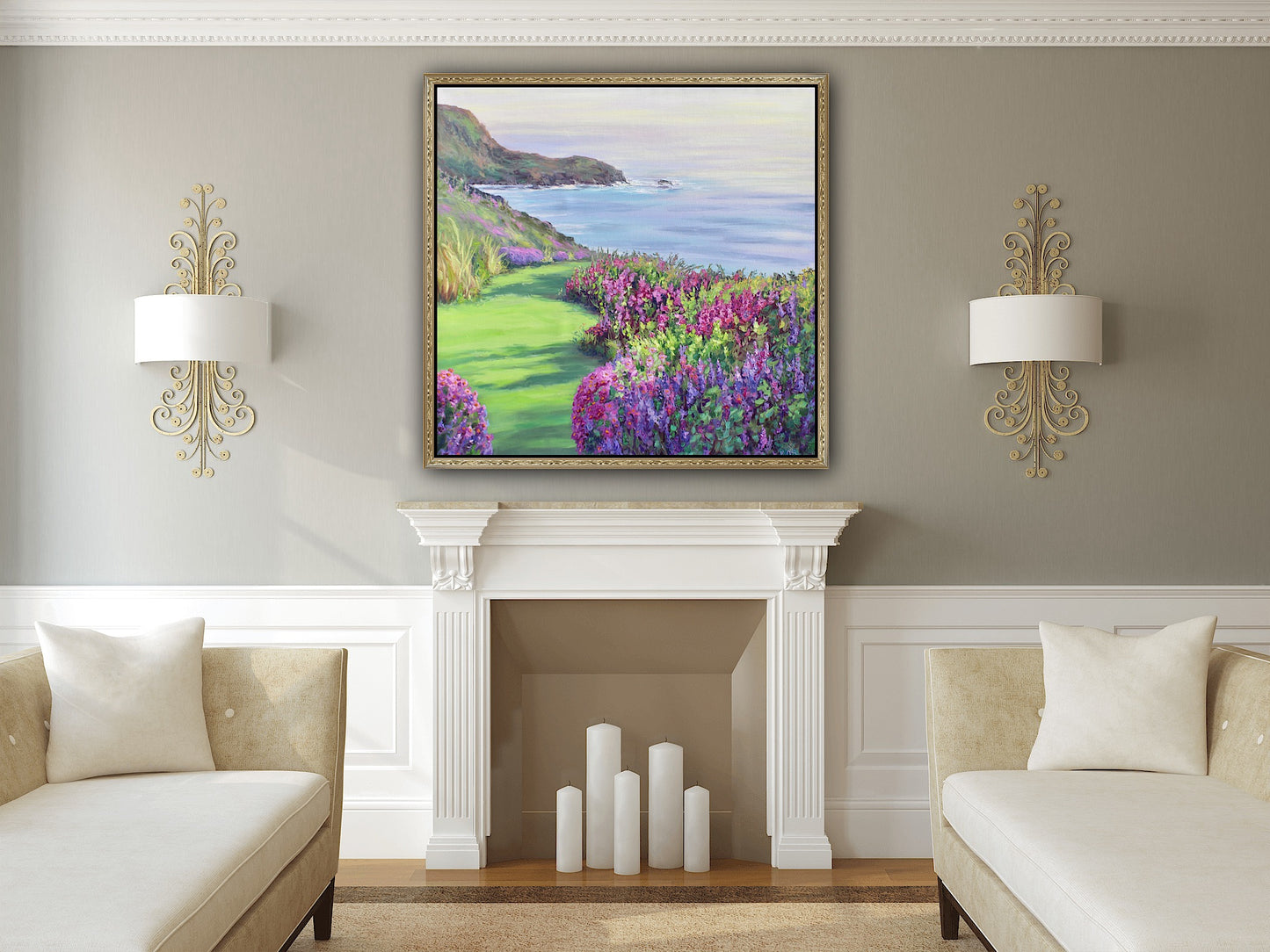 Seaside Garden, Original Oil Painting