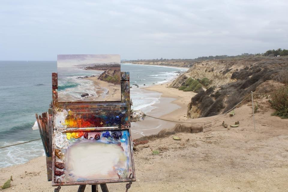 Crystal Cove Morning Fog plein air oil painting