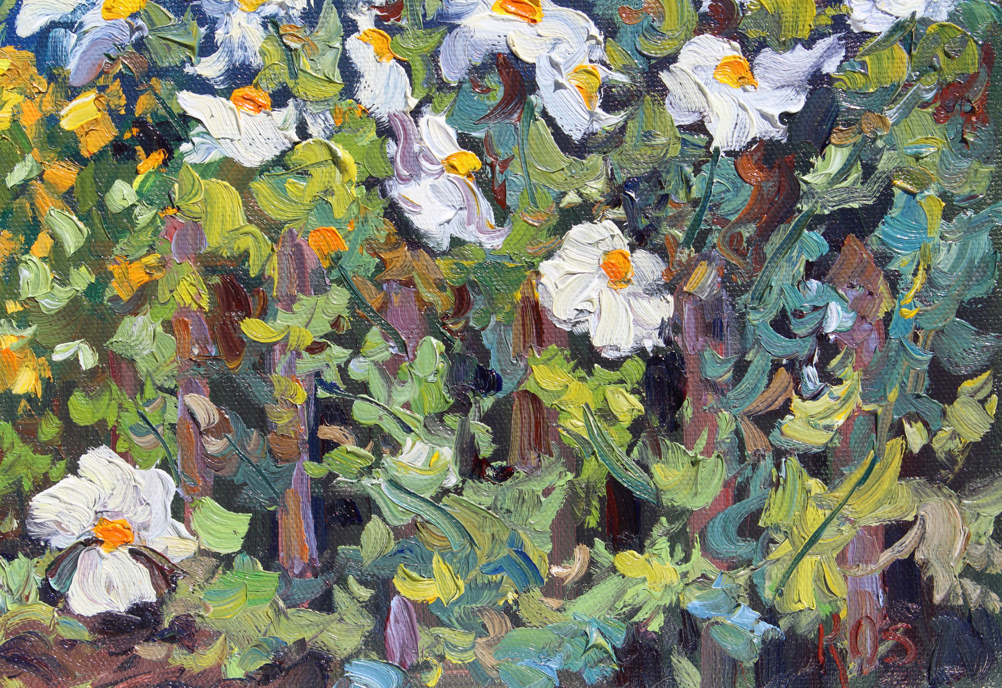 Matilla Poppies Along South Bayfront, Original 14" x 11" Oil Painting Of California Poppies