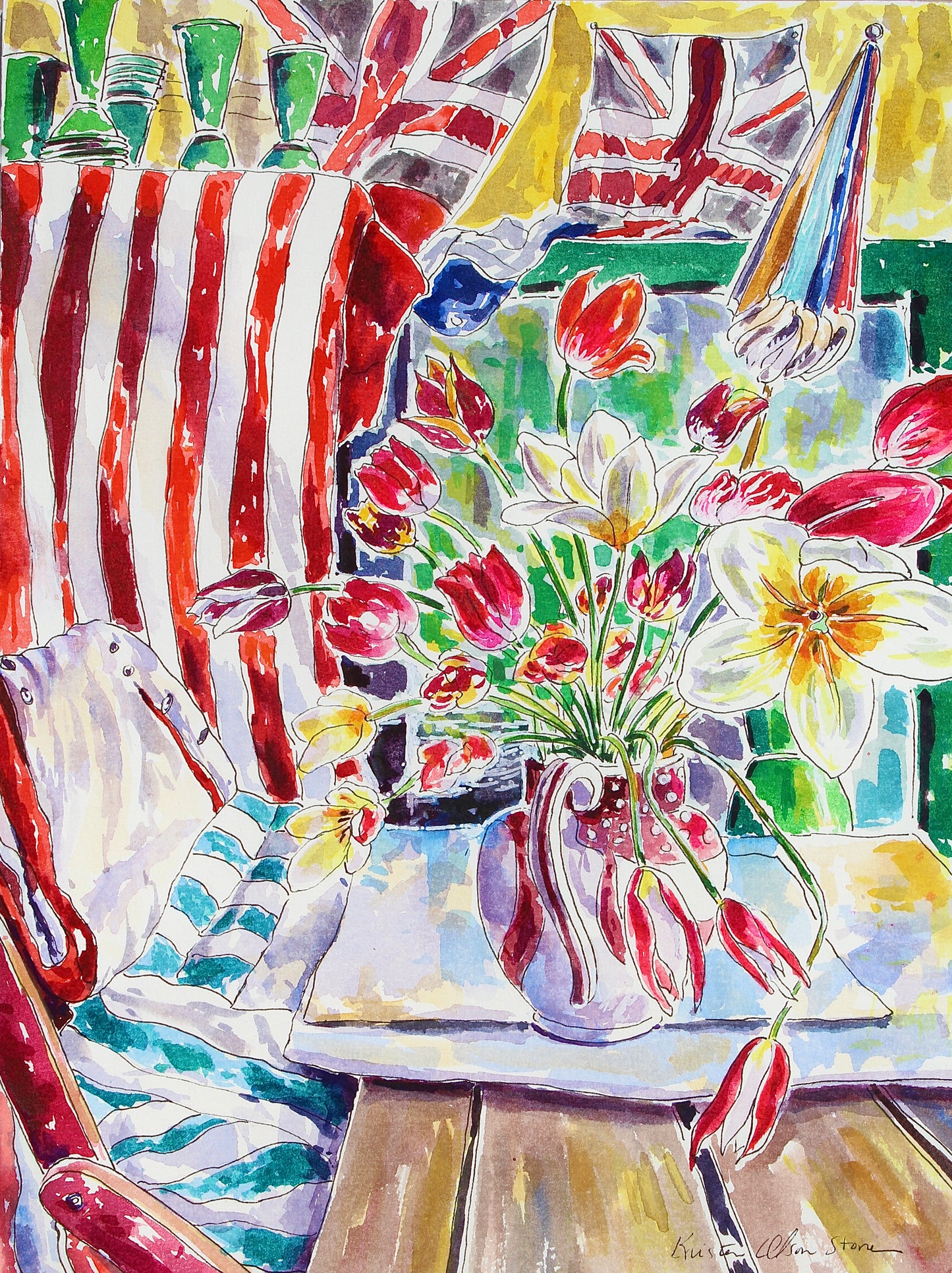 Summer Celebration, An Original Watercolor And Ink Painting