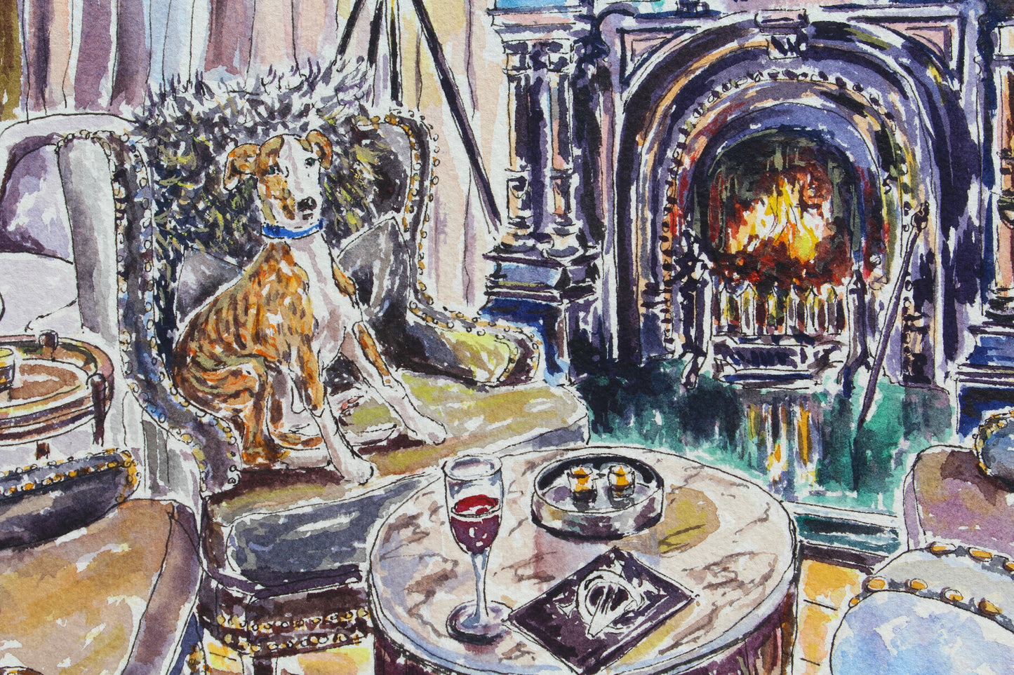 Diego At The Northern Club, An Original Watercolor And Ink Painting