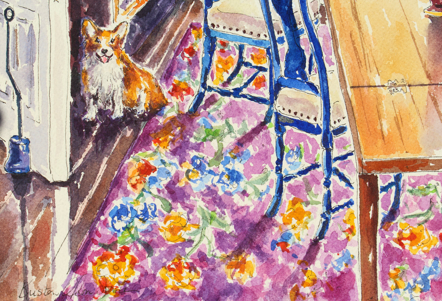 Corgi Sings The Blues, An Original Watercolor Painting
