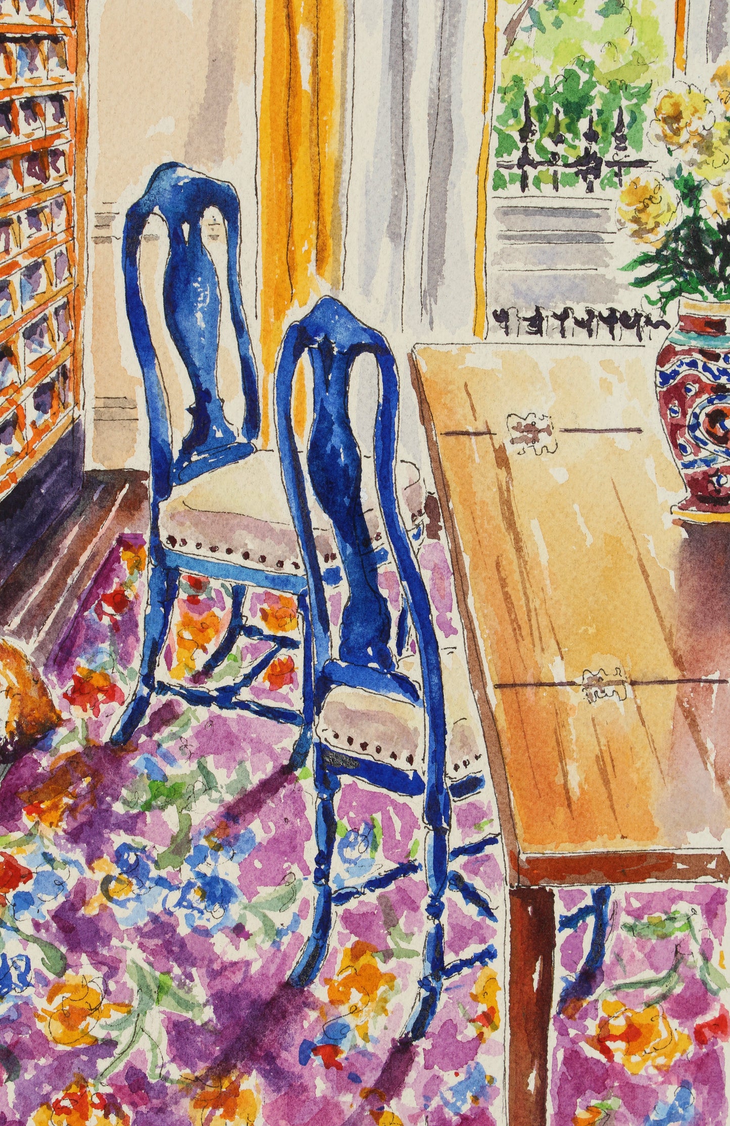 Corgi Sings The Blues, An Original Watercolor Painting
