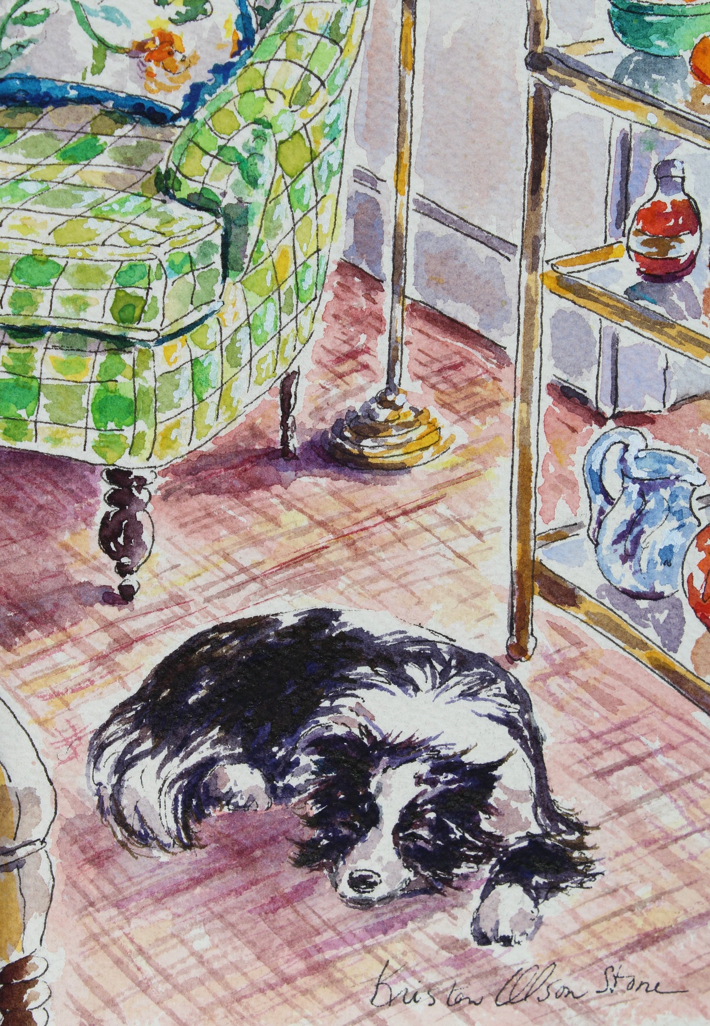 Sheep Dog, An Original Watercolor And Ink Painting