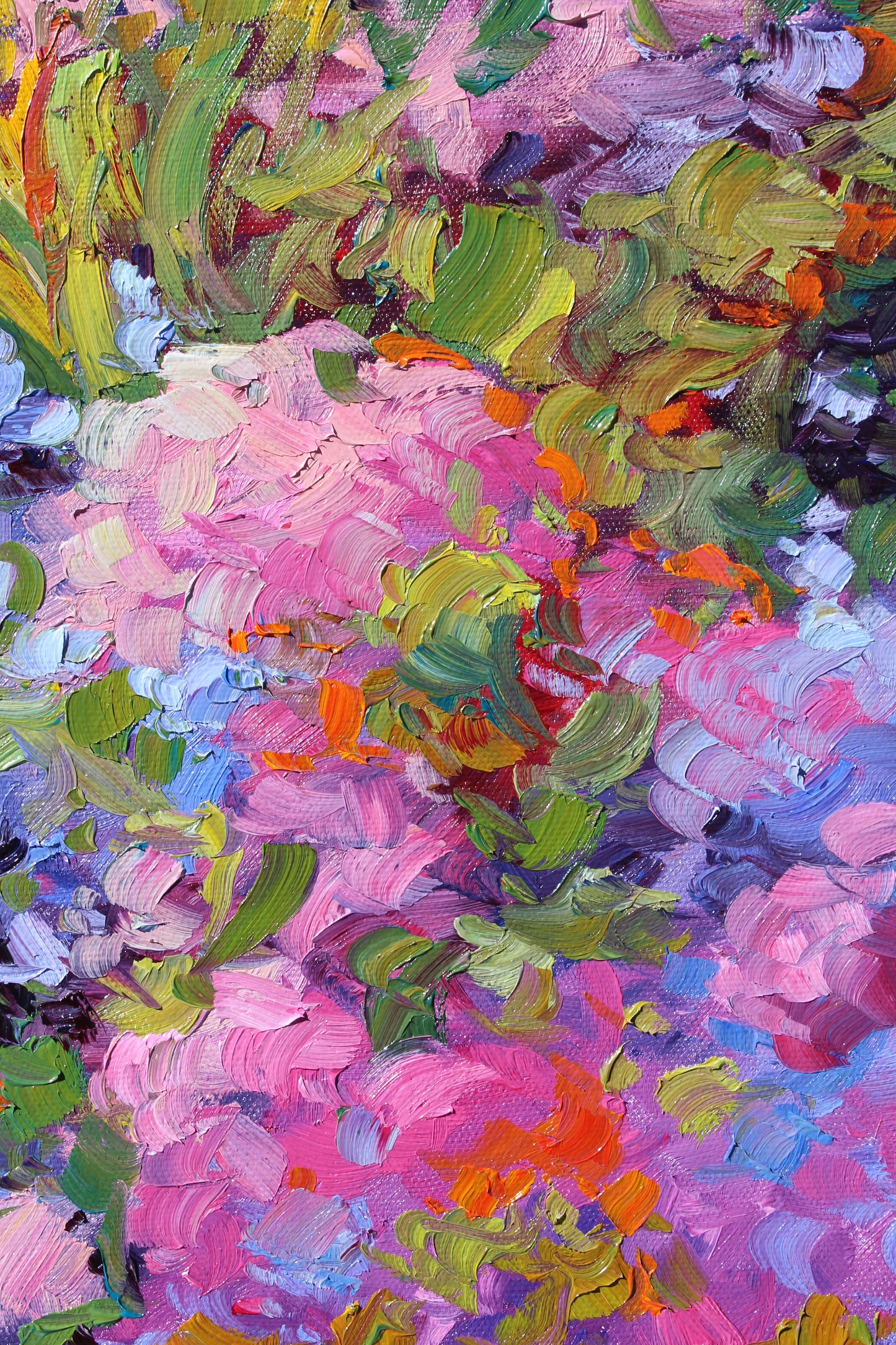 In Bloom, An Original 12" x 10" Floral Garden Oil On Canvas Panel