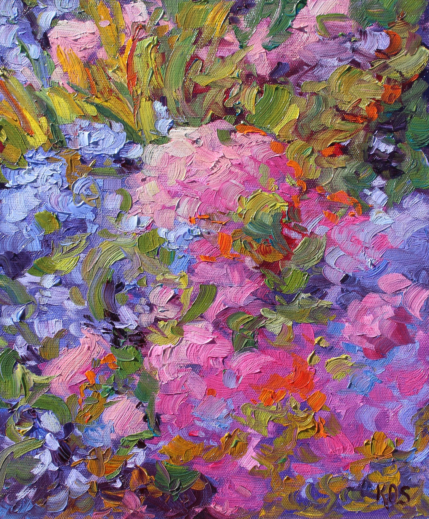 In Bloom, An Original 12" x 10" Floral Garden Oil On Canvas Panel