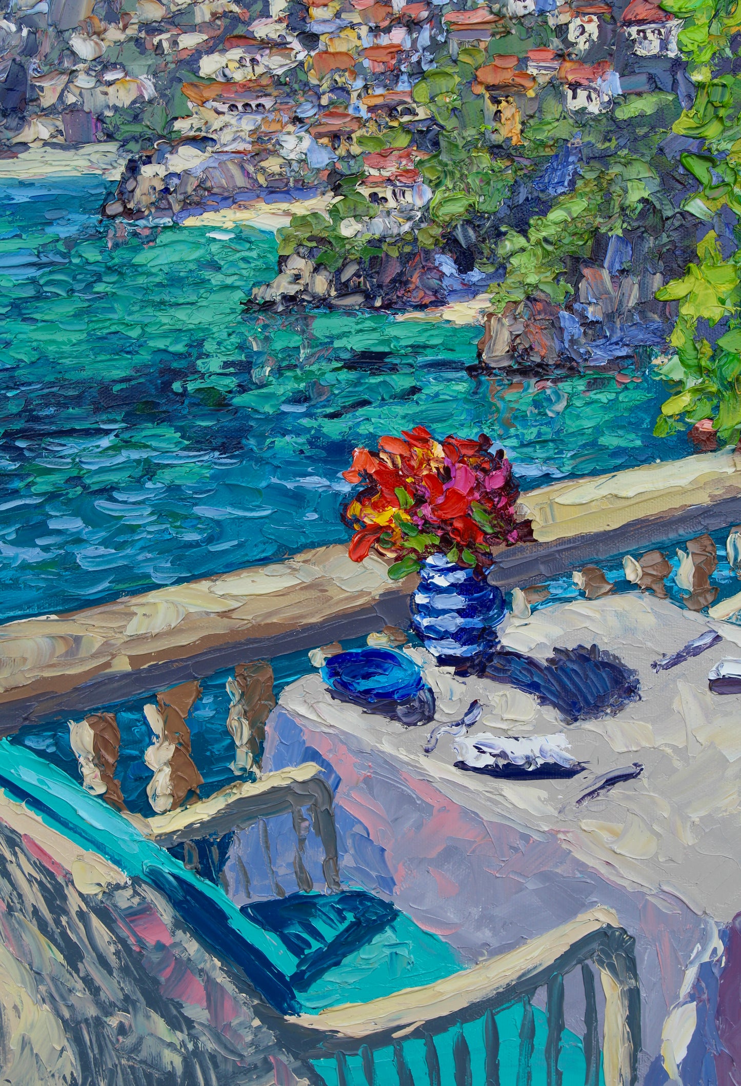 Amalfi View, An Original 20" x 14" Textured Oil Painting