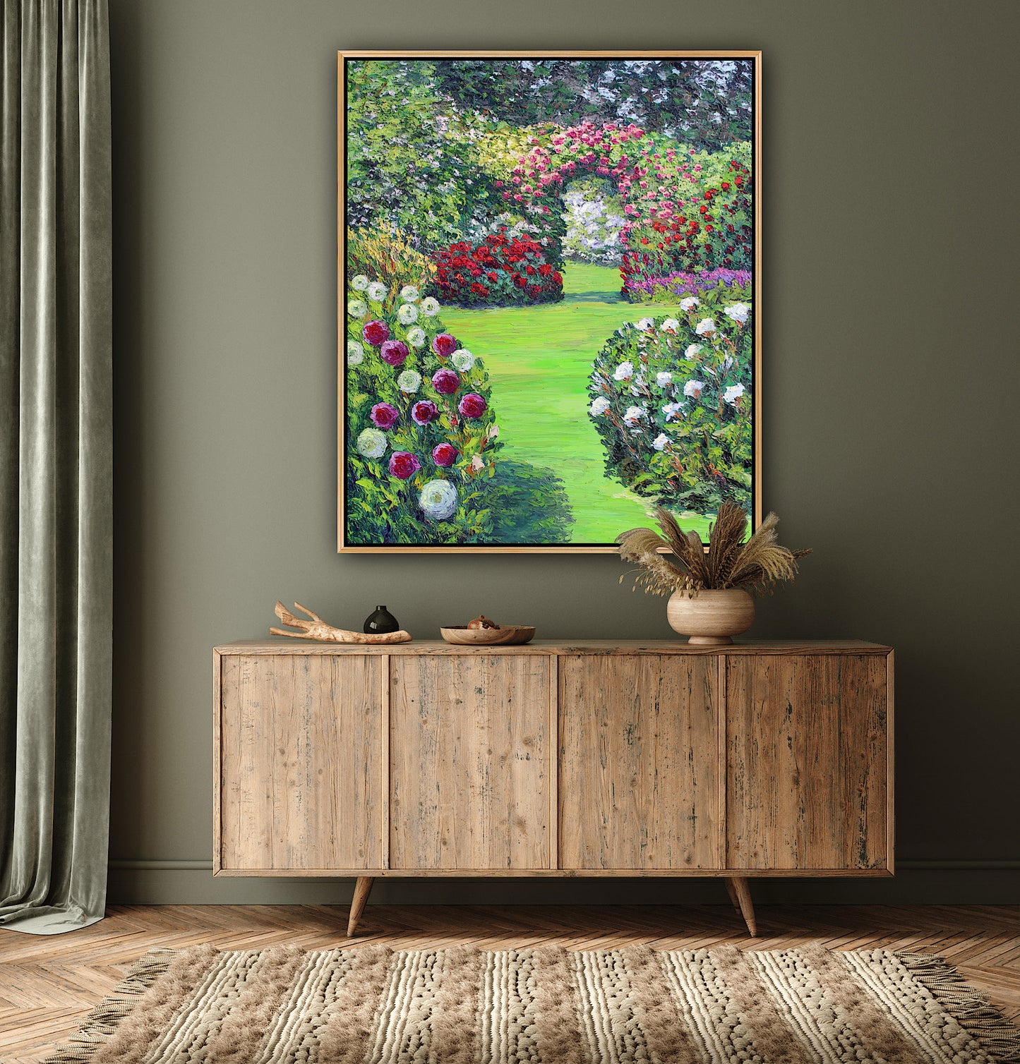 French Country Garden, Original Oil On Canvas