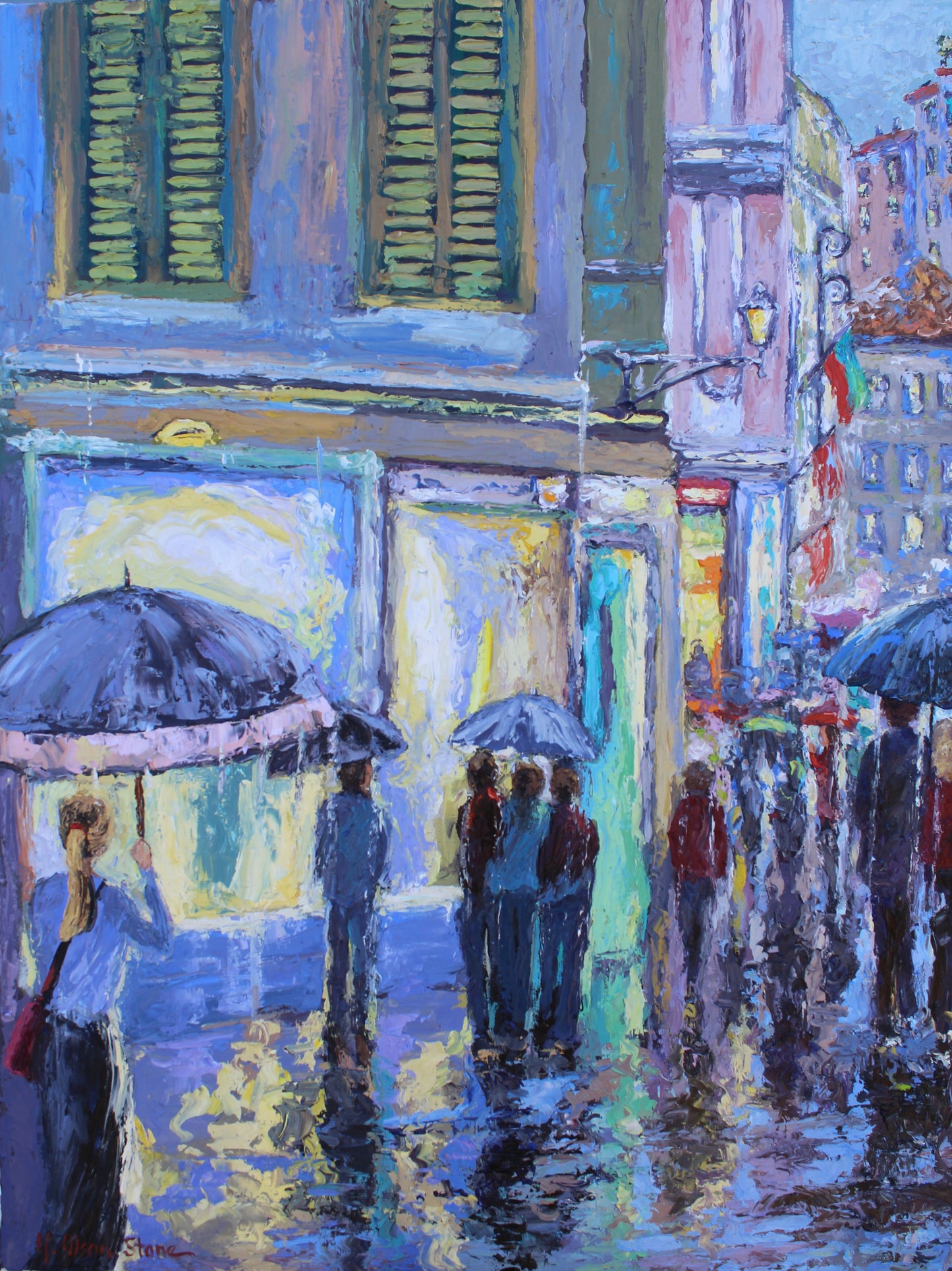 Commissioned Painting, A Rainy Evening In Rome