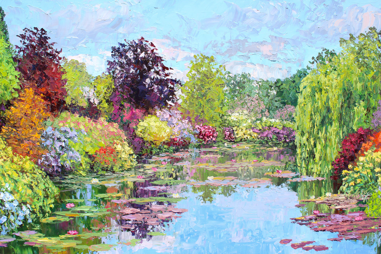 Giverny In Full Bloom, Extra Large Oil Water Garden Painting