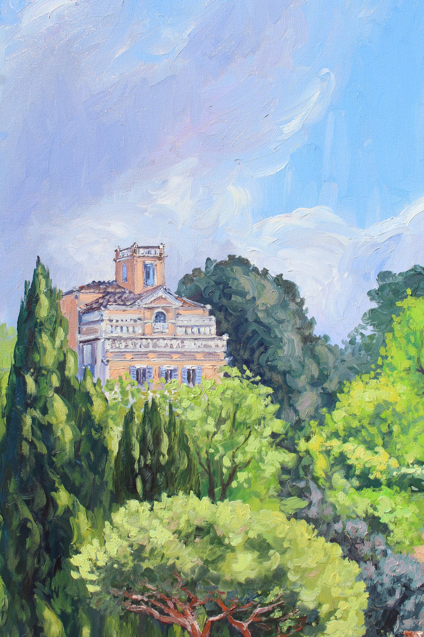 Borghese Gardens Villas, Original Oil Painting