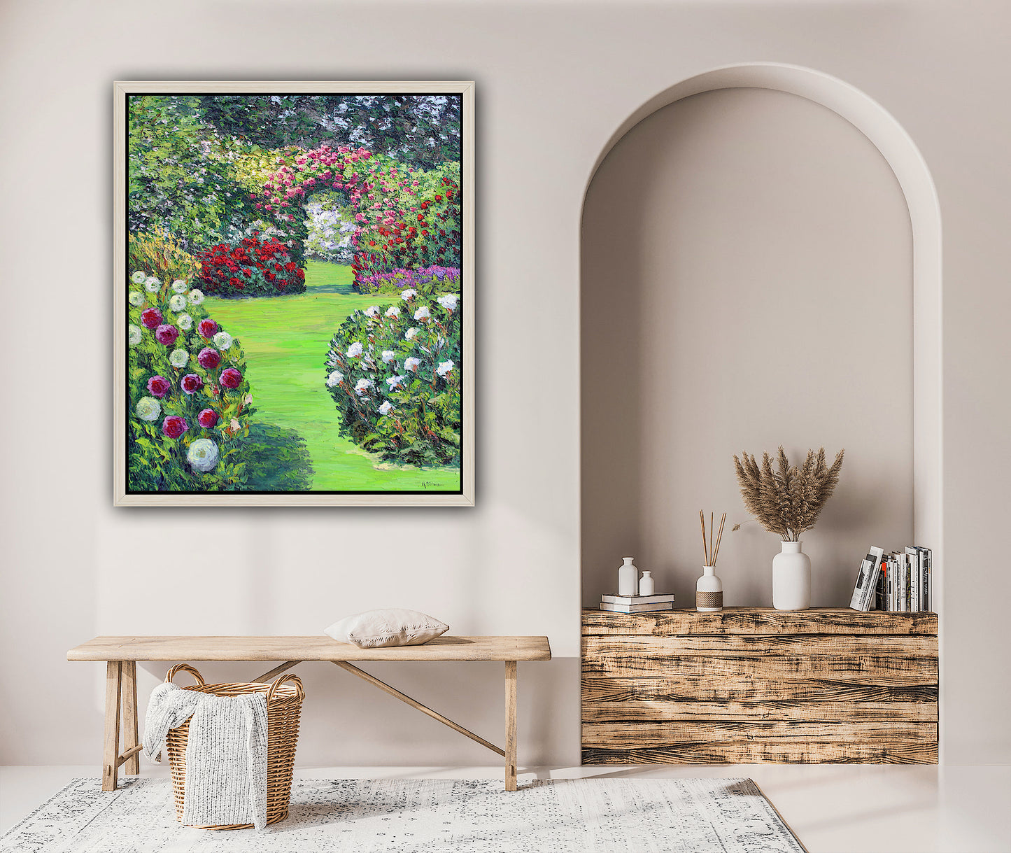 French Country Garden, Original Oil On Canvas