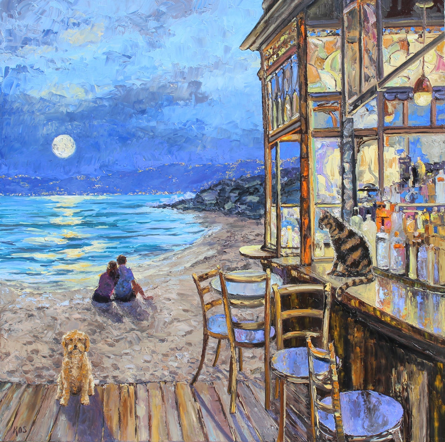 Commission A Pet Portrait, Original Oil Painting Of Your Pet In A Colorful Interior Or Garden Setting
