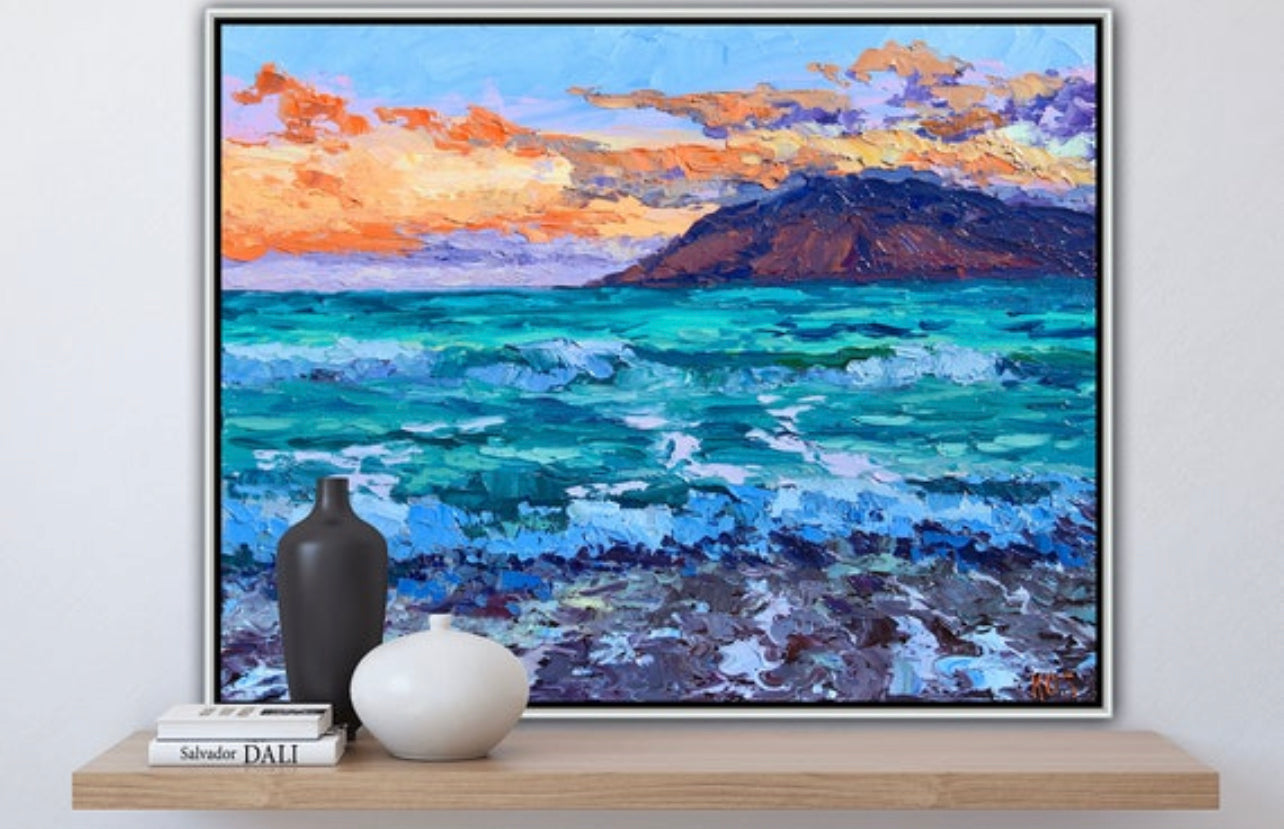 Last Evening On Maui, An 11" x 14" Original Hawaiian Seascape Oil Painting on Canvas Panel