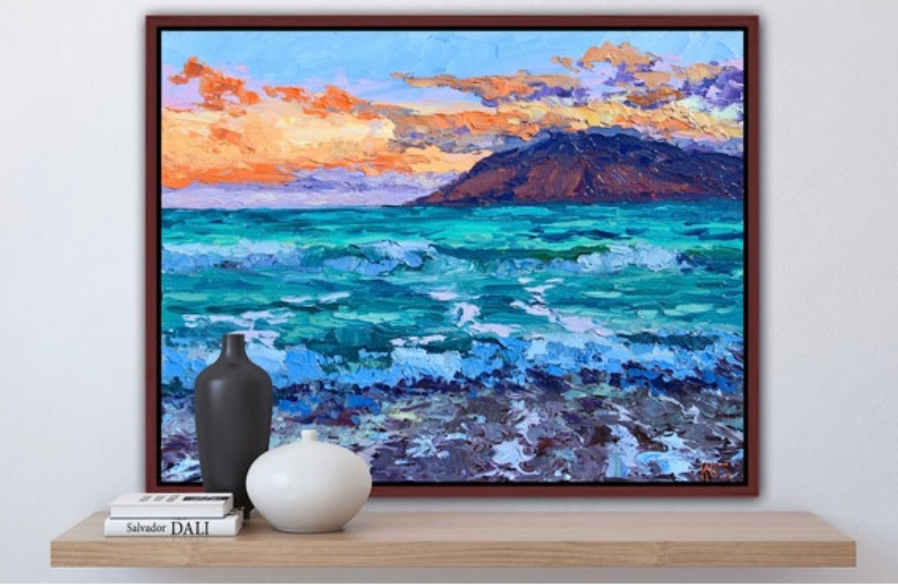 Last Evening On Maui, An 11" x 14" Original Hawaiian Seascape Oil Painting on Canvas Panel