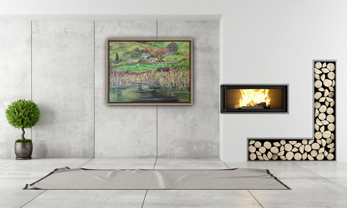 Lifestyle Block, Original 30" x 40" New Zealand Landscape Oil Painting
