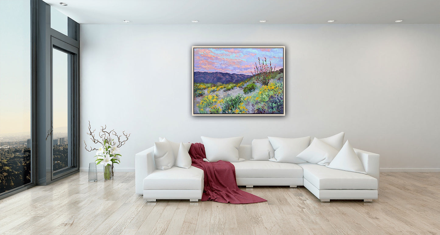 Desert Glow, 30" x 40" Original Desert Landscape Oil On Canvas