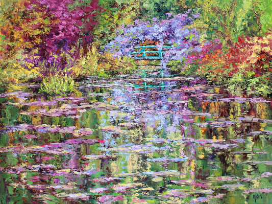  One Enchanting Moment- Original Oil painting by fine artist Kristen Olson Stone. Impressionist Giverny Gardens wall art decor for collectors.