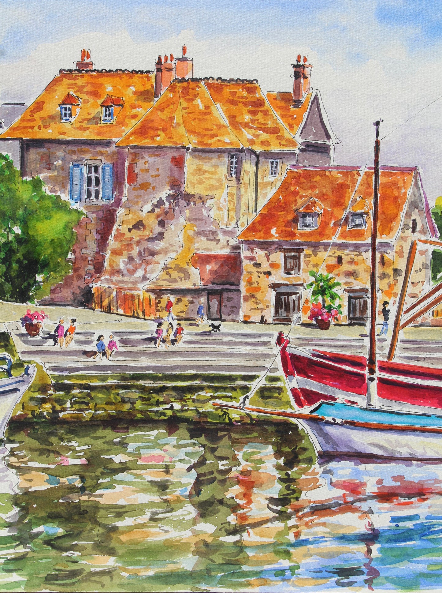 Honfleur France Original Watercolor Painting | Kristen Olson Stone