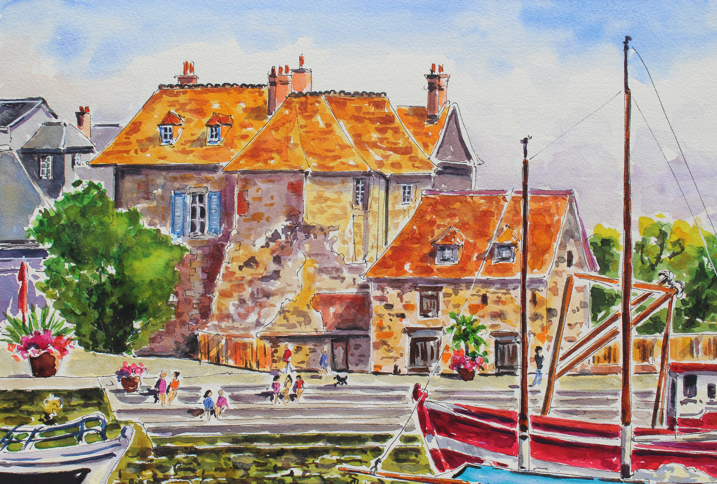 Honfleur France Original Watercolor Painting | Kristen Olson Stone