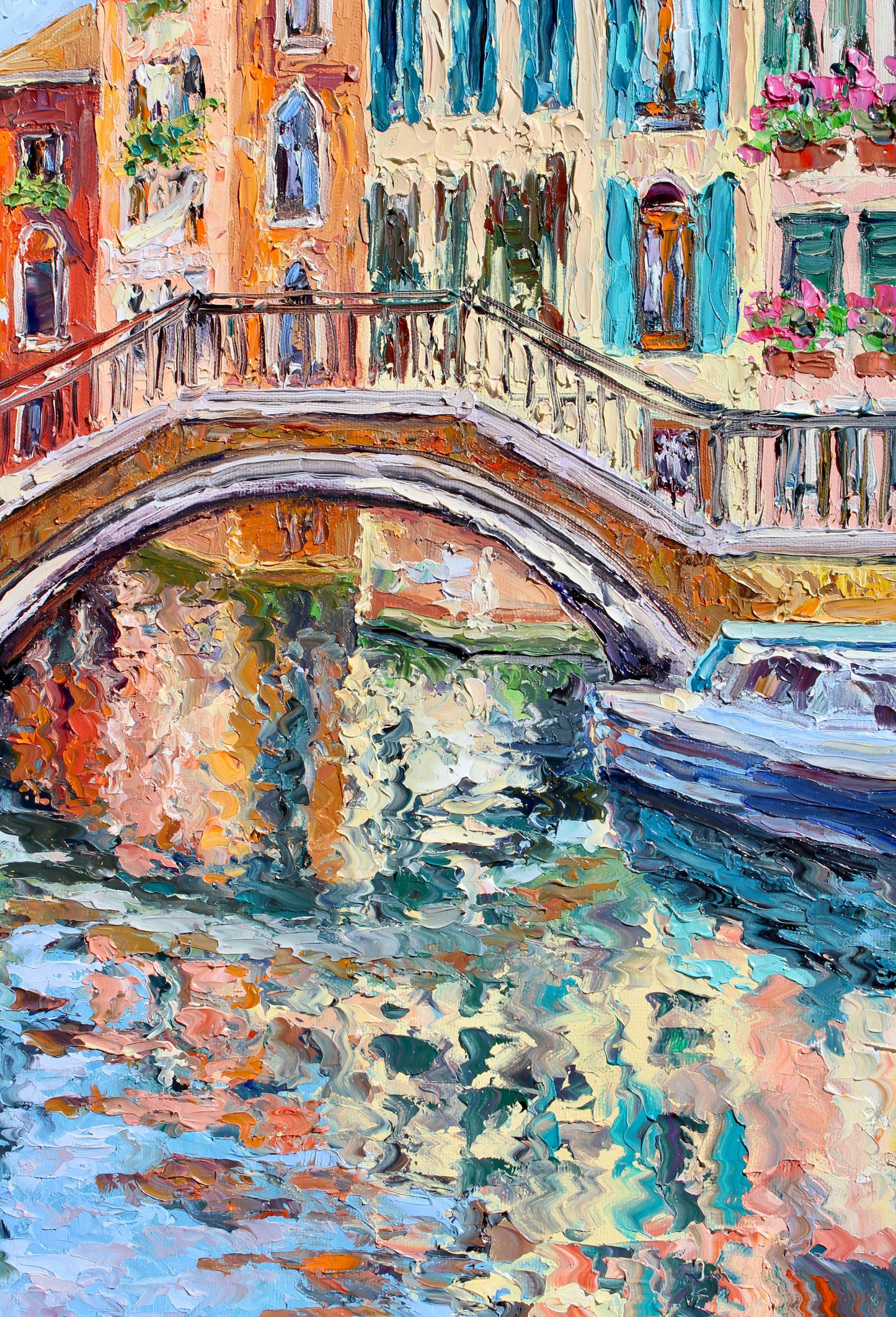 Reflections Of Venice Original Impasto Oil Painting