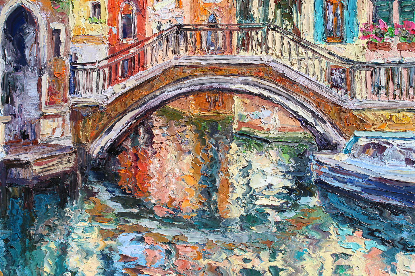 Reflections Of Venice Original Impasto Oil Painting
