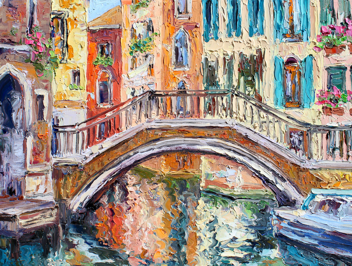 Reflections Of Venice Original Impasto Oil Painting