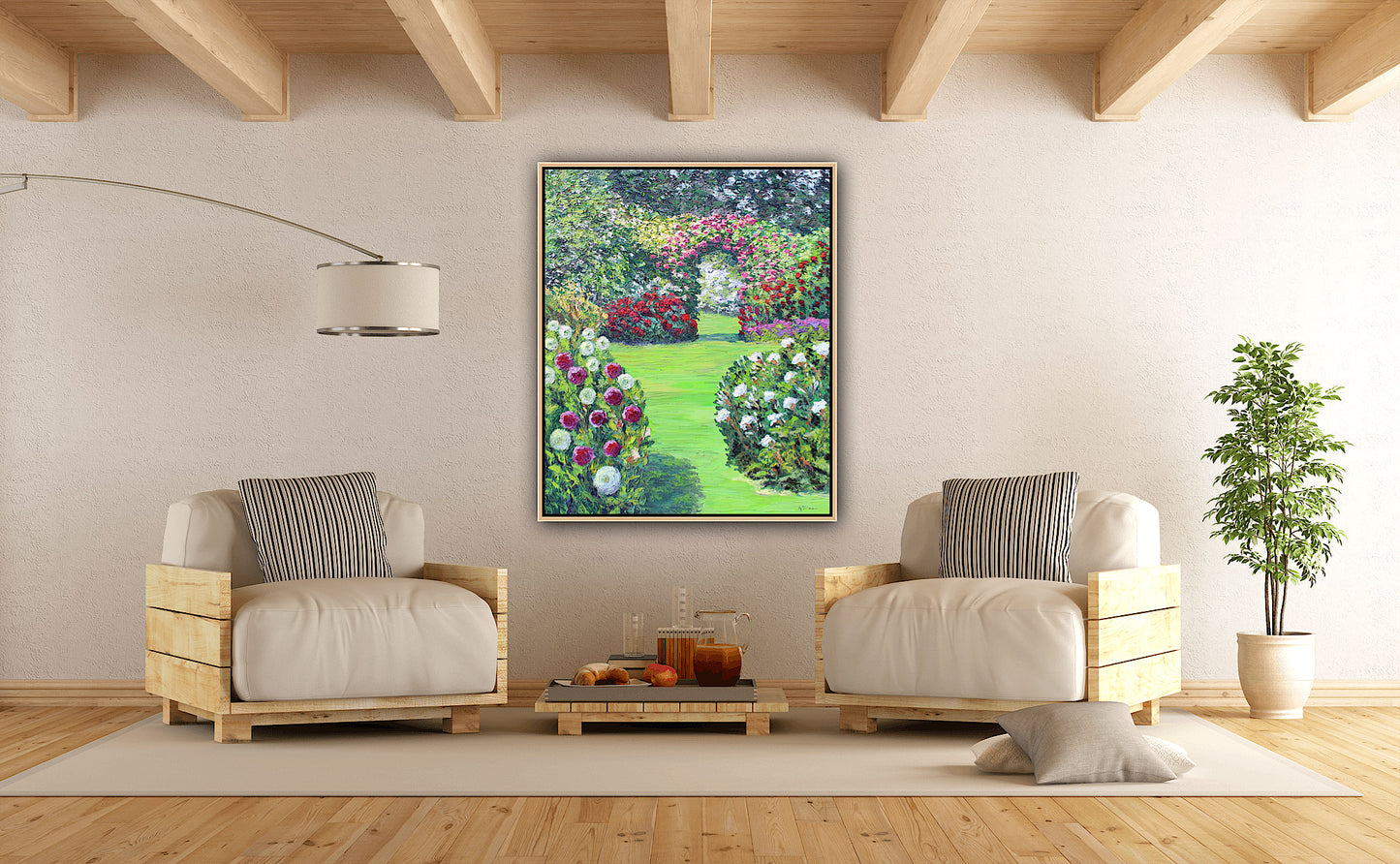 French Country Garden, Original Oil On Canvas