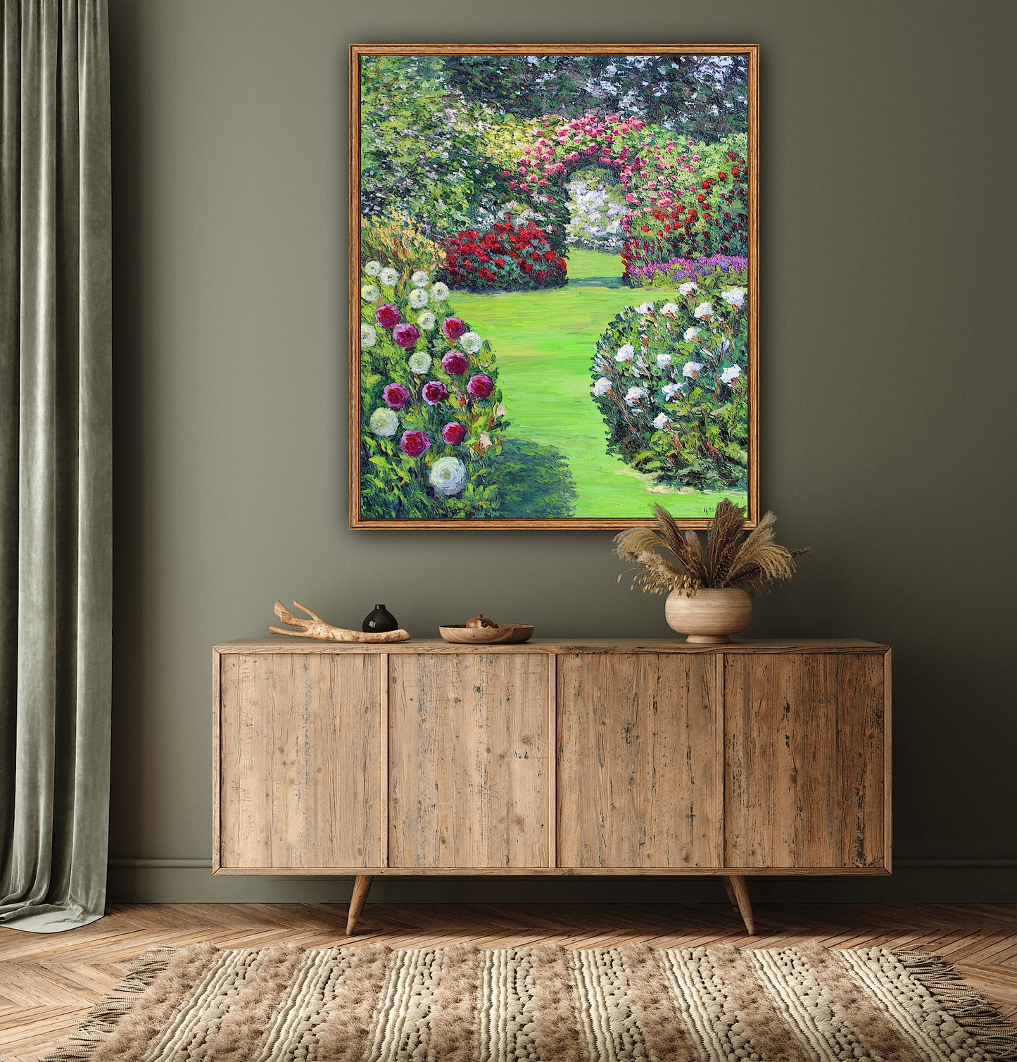 French Country Garden, Original Oil On Canvas