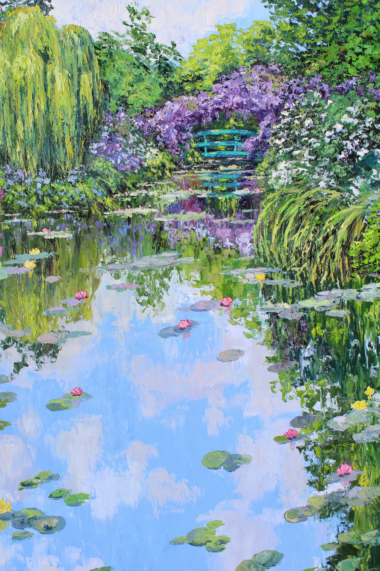 The Beauty Of Giverny, Extra Large 60" x 40" Oil Painting, Garden Landscape Of Monet's Waterlily Pond