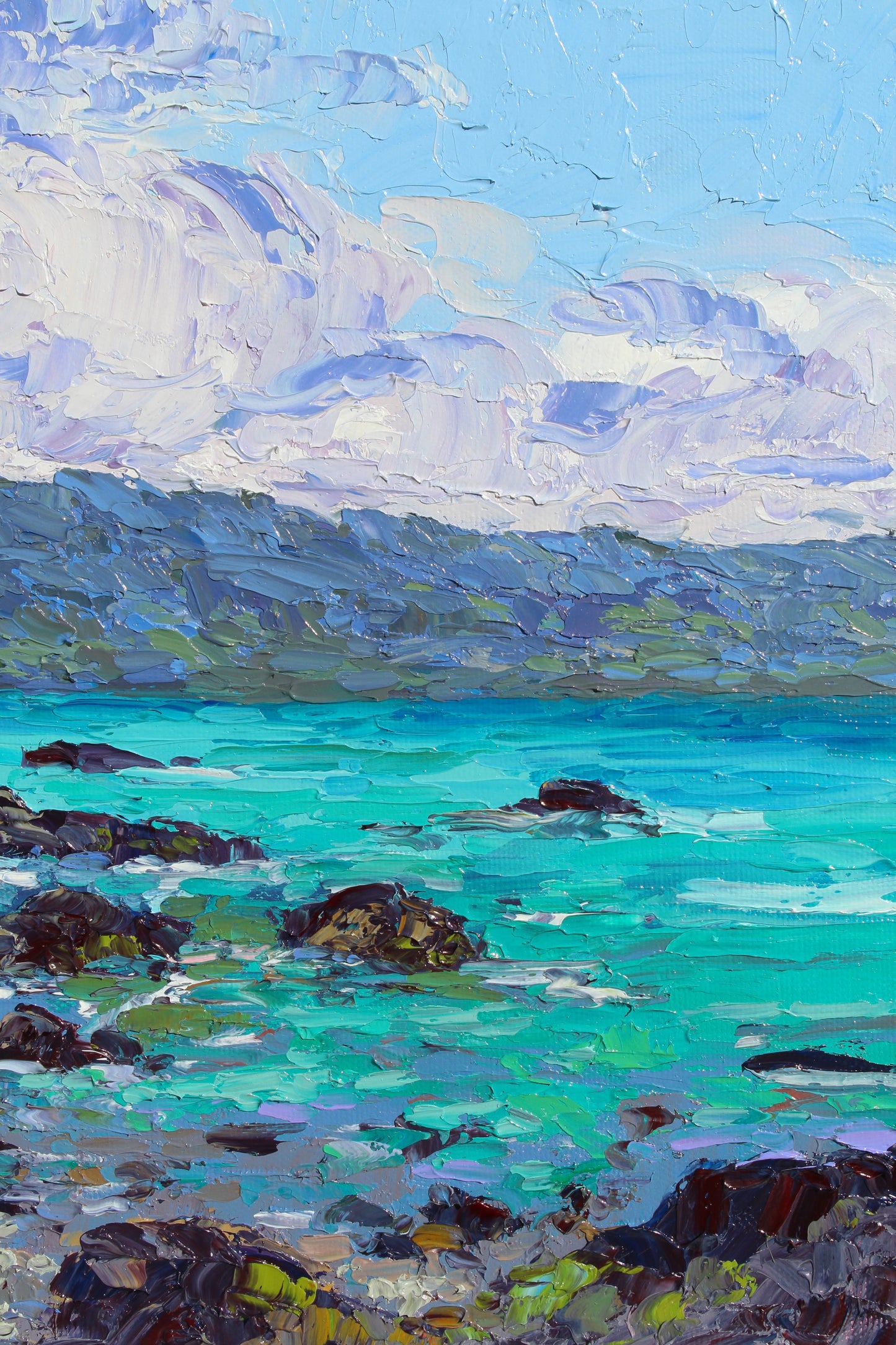 Lava Rock Sea Cove, Hawaii, Original Oil On Canvas