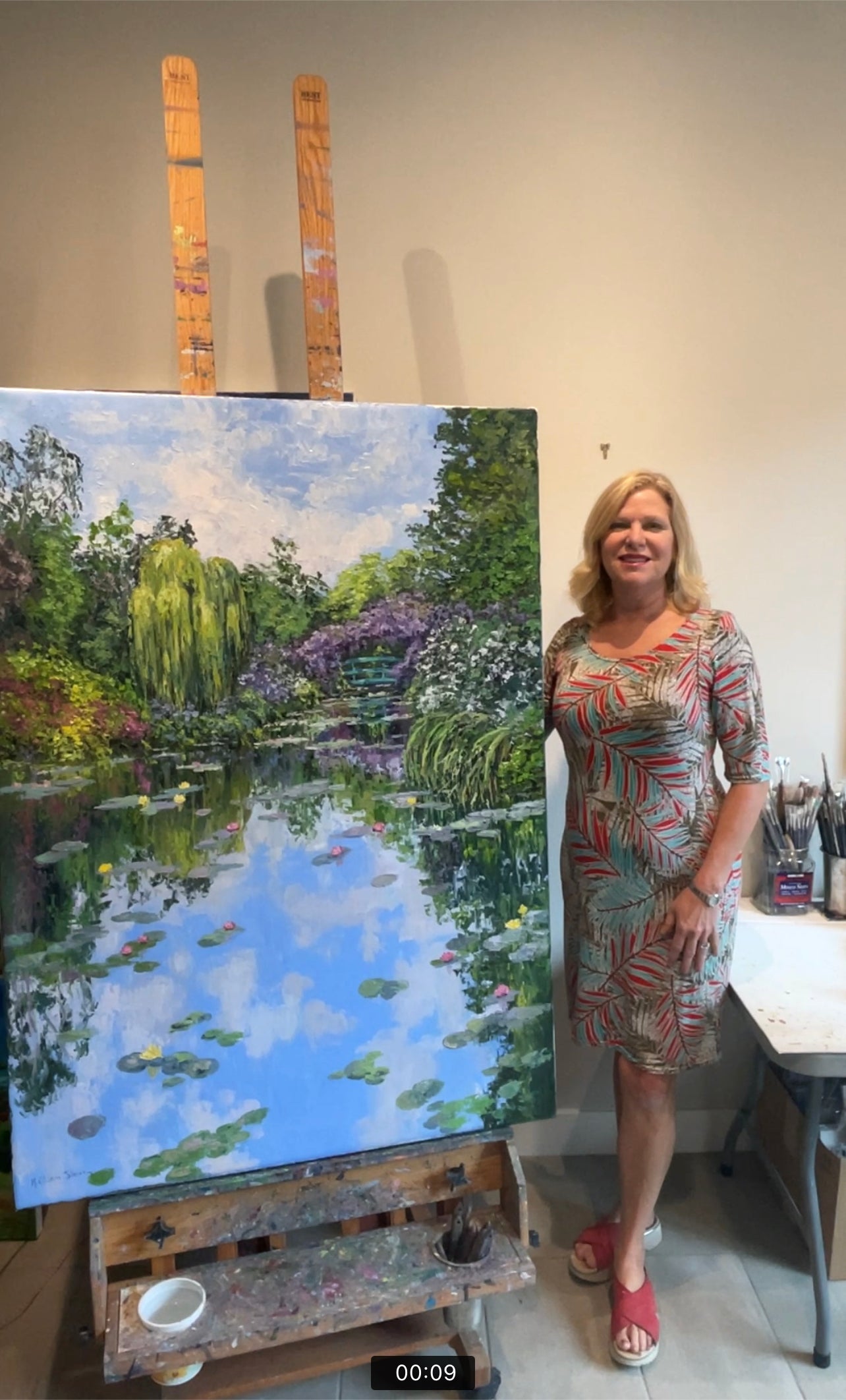 The Beauty Of Giverny, Extra Large 60" x 40" Oil Painting, Garden Landscape Of Monet's Waterlily Pond
