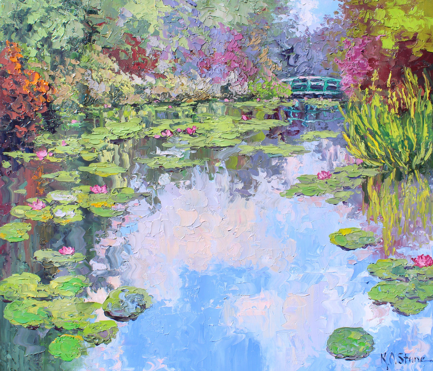 Dreaming Of Giverny, An Original 18" x 20" Garden Landscape Of Monet's Waterlily Pond, Oil On Canvas