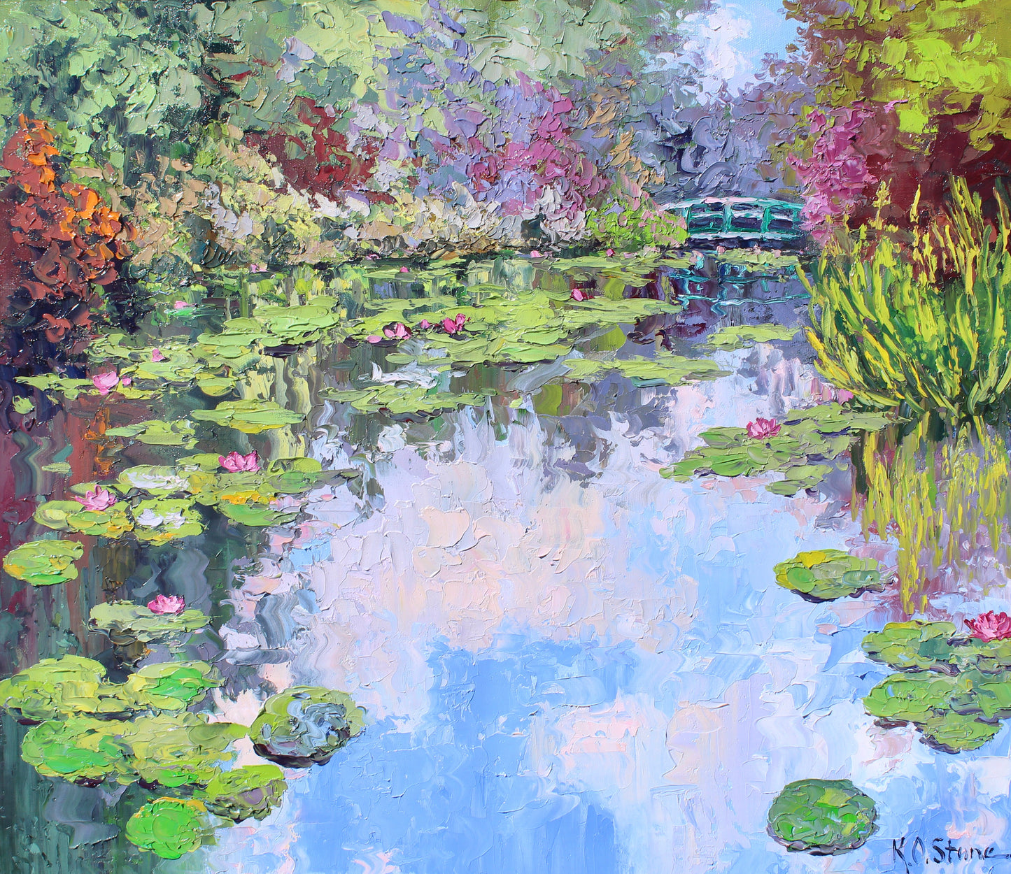 Dreaming Of Giverny, An Original 18" x 20" Garden Landscape Of Monet's Waterlily Pond, Oil On Canvas