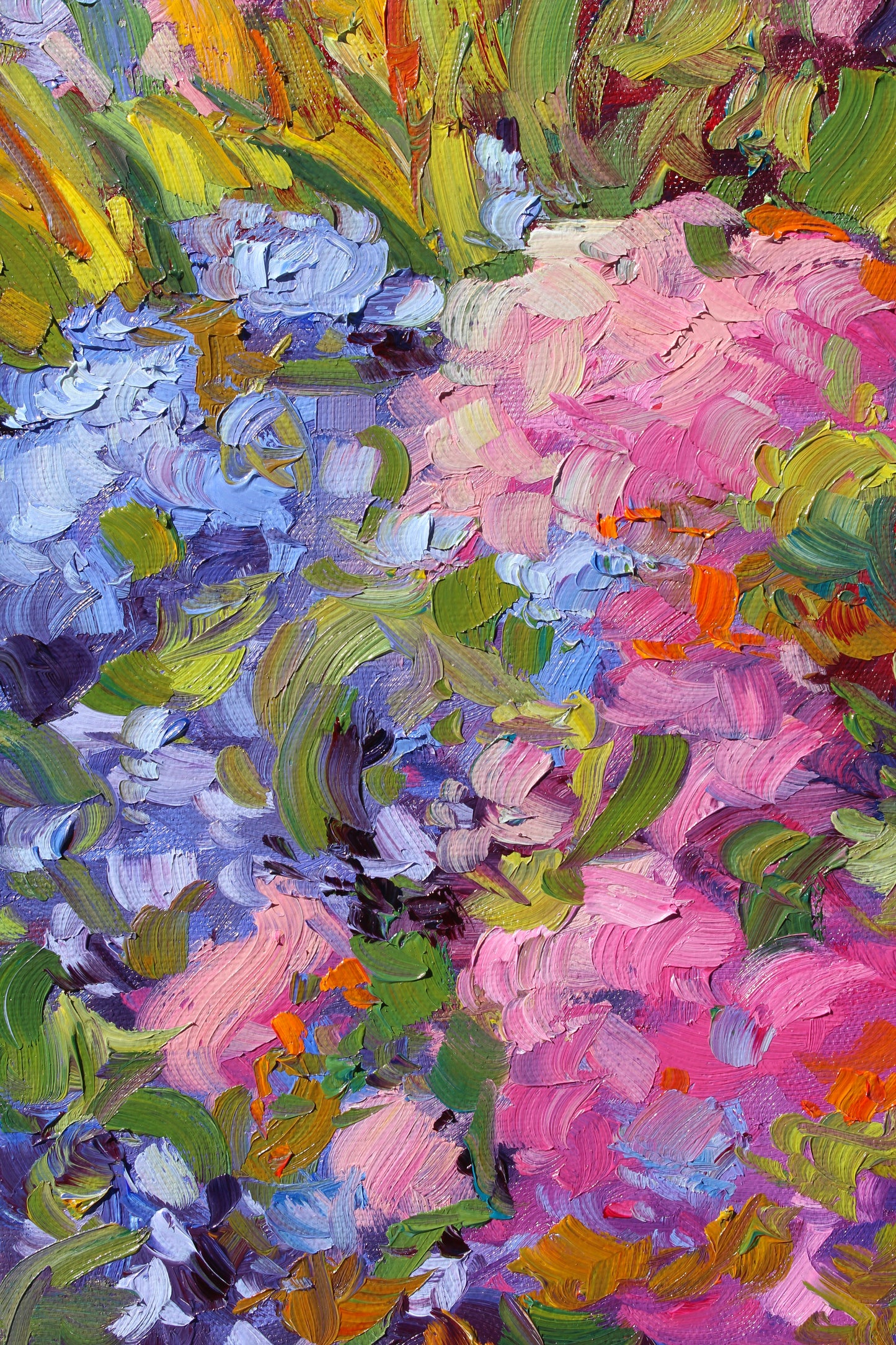 In Bloom, An Original 12" x 10" Floral Garden Oil On Canvas Panel
