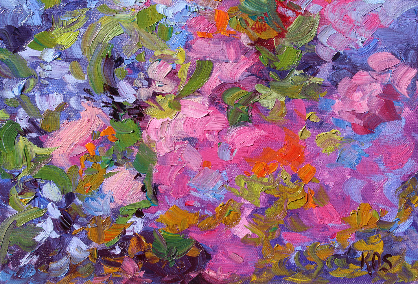 In Bloom, An Original 12" x 10" Floral Garden Oil On Canvas Panel