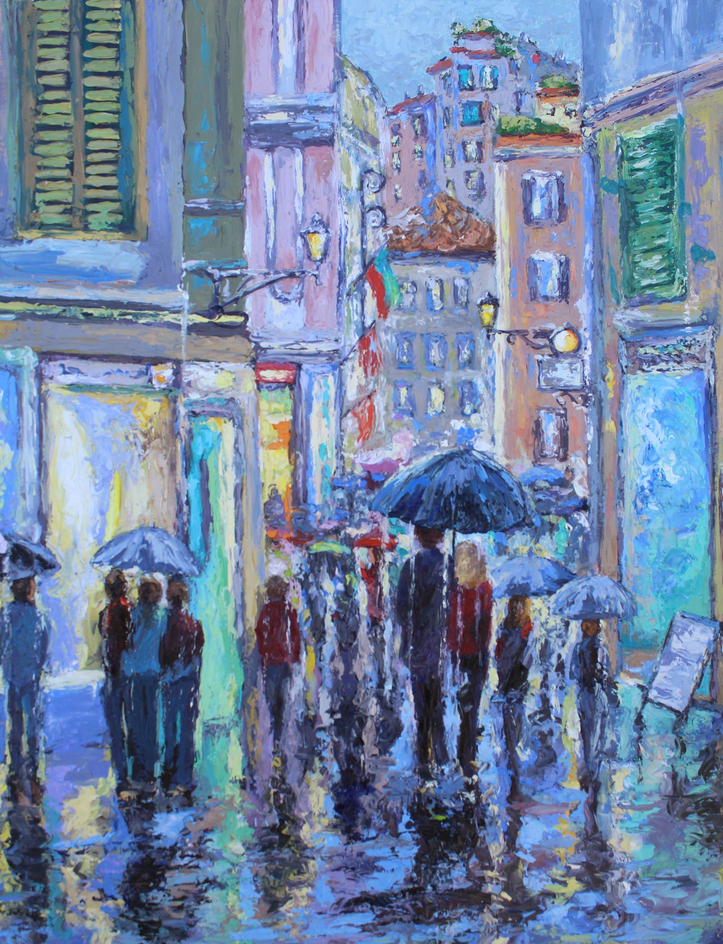 Commissioned Painting, A Rainy Evening In Rome