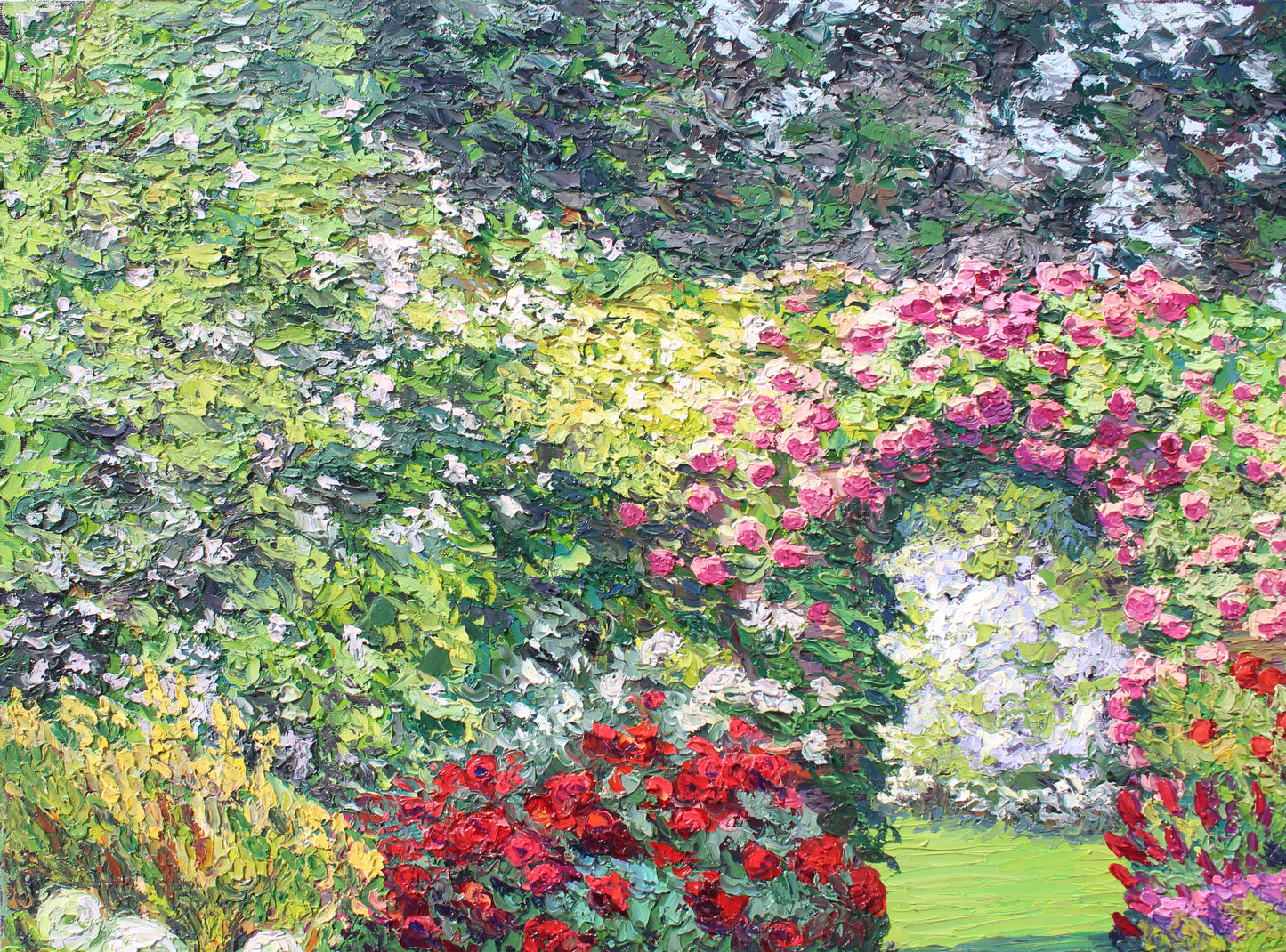 French Country Garden, Original Oil On Canvas