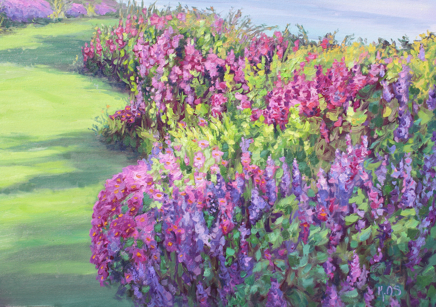 Seaside Garden, Original Oil Painting