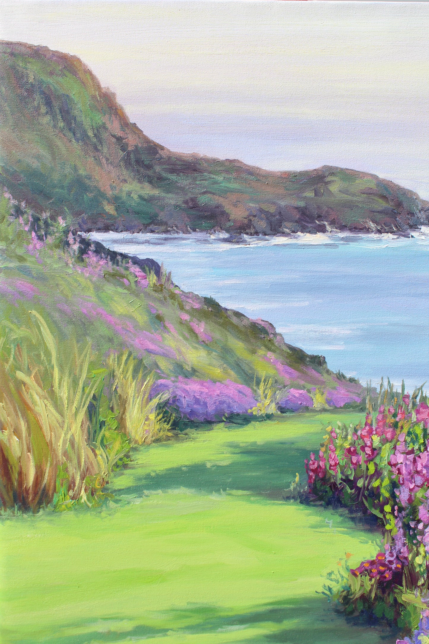 Seaside Garden, Original Oil Painting