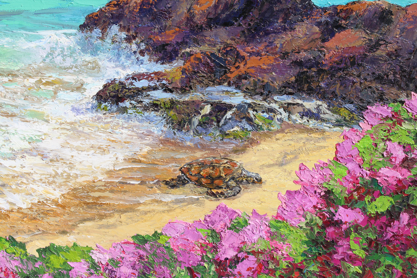 Turtle Beach Maui, An Original 30" x 40" Hawaiian Seascape Oil Painting On Canvas