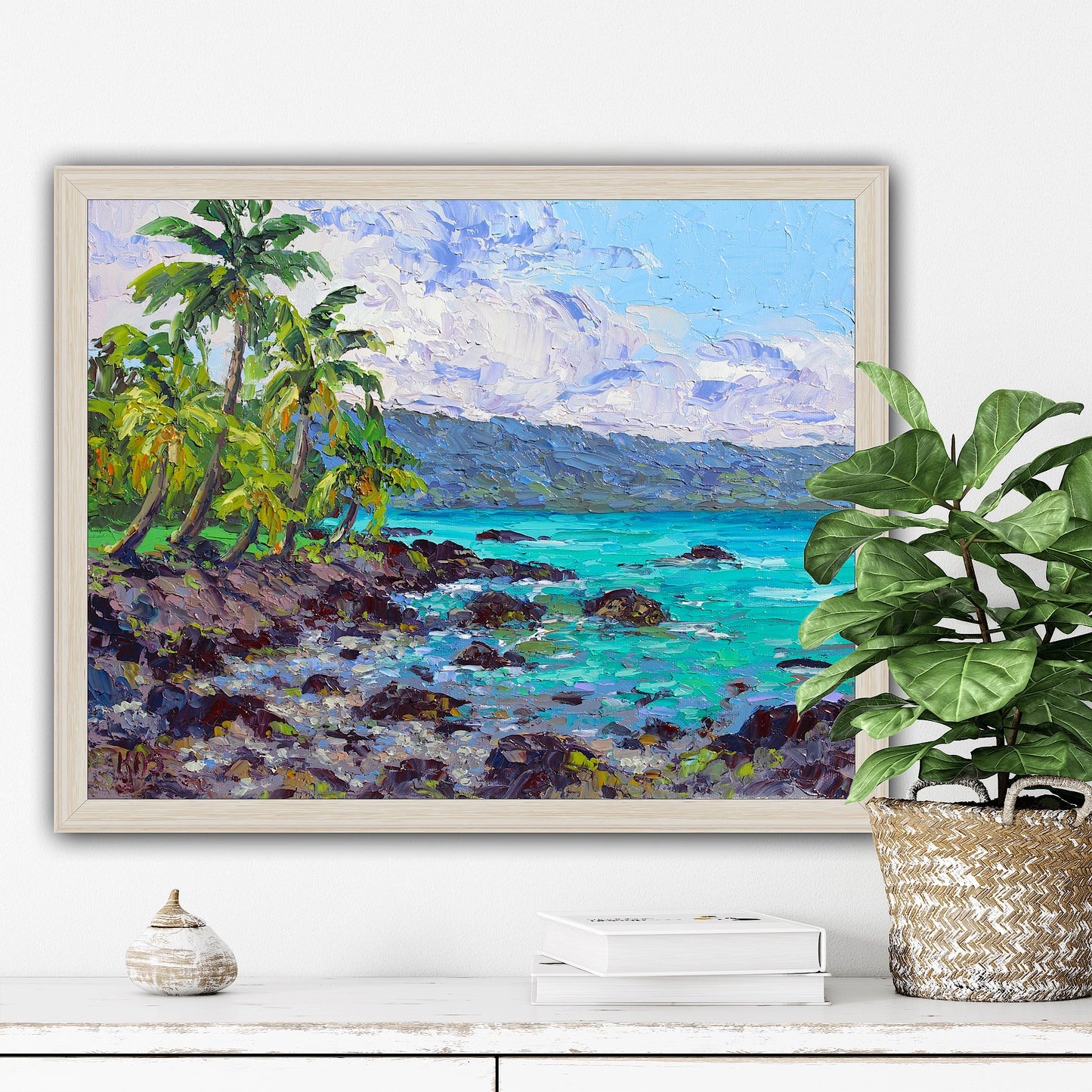 Lava Rock Sea Cove, Hawaii, Original Oil On Canvas