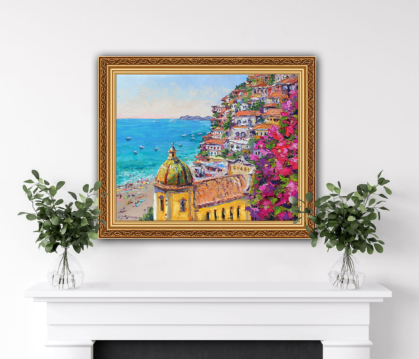 Santa Maria Assunta, Positano, Original Oil Painting